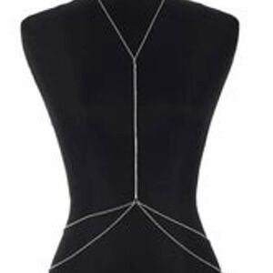 NEW Necklace Belt Sexy Body Harness Chain Clear Rhinestone Bodycon Gold m20